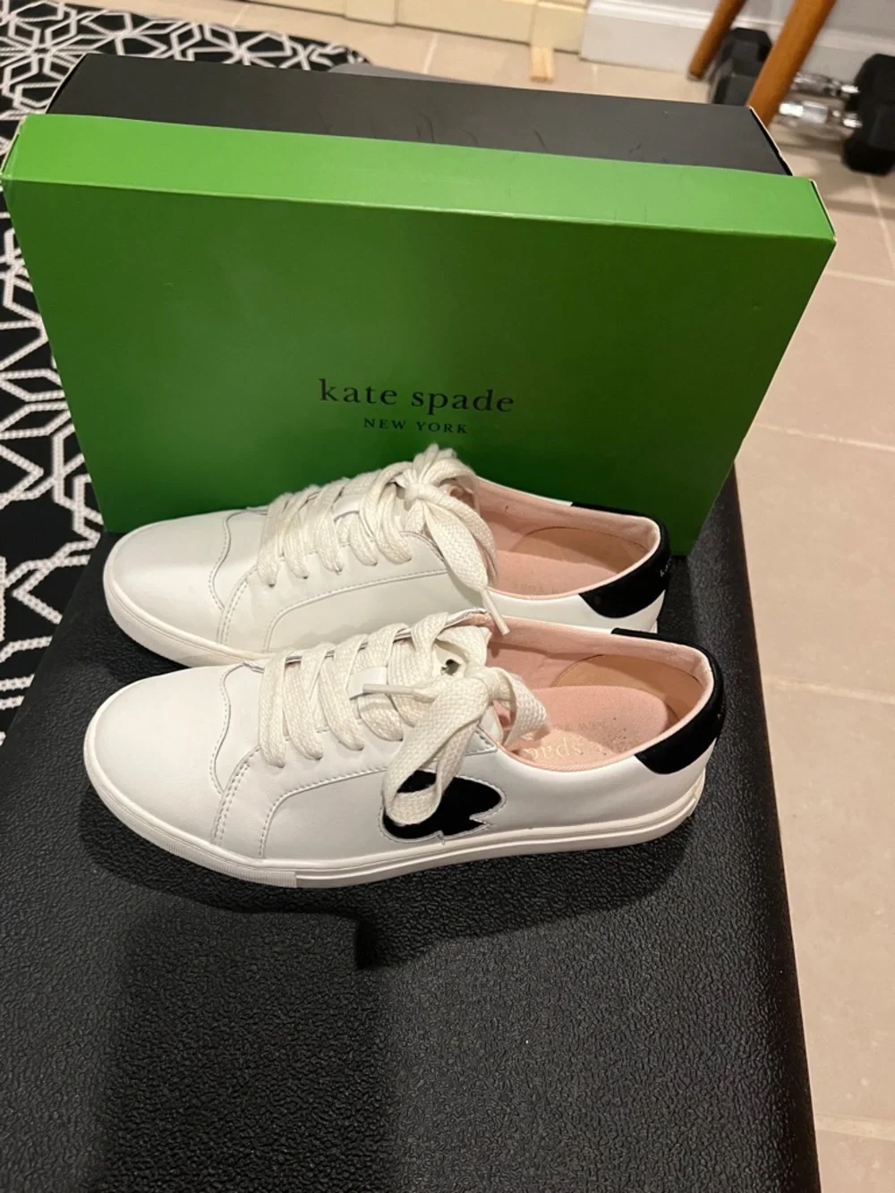 kate spade White Leather Low-Top Lace-Up Sneakers